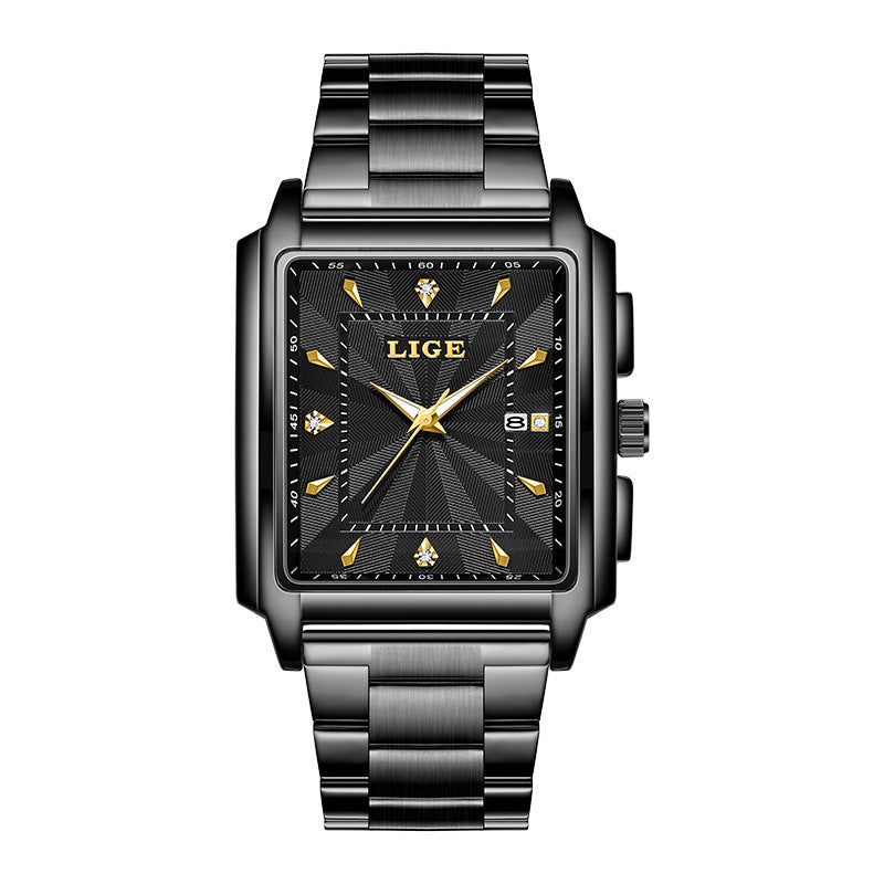 Orologio uomo quadrato acciaio quadrante grande