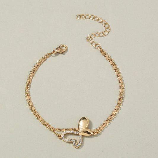Bracciale farfalla doppio strato gioiellato