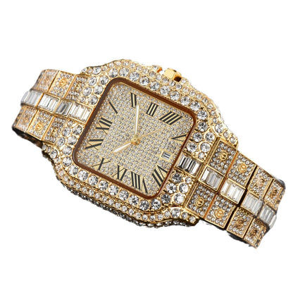 Orologio quadrato con cristalli da uomo