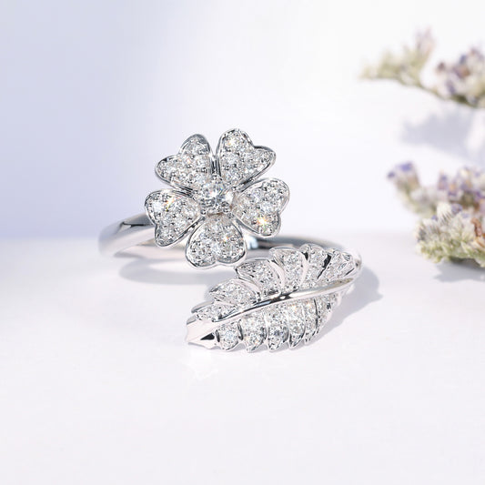 Anello floreale con zirconi da donna