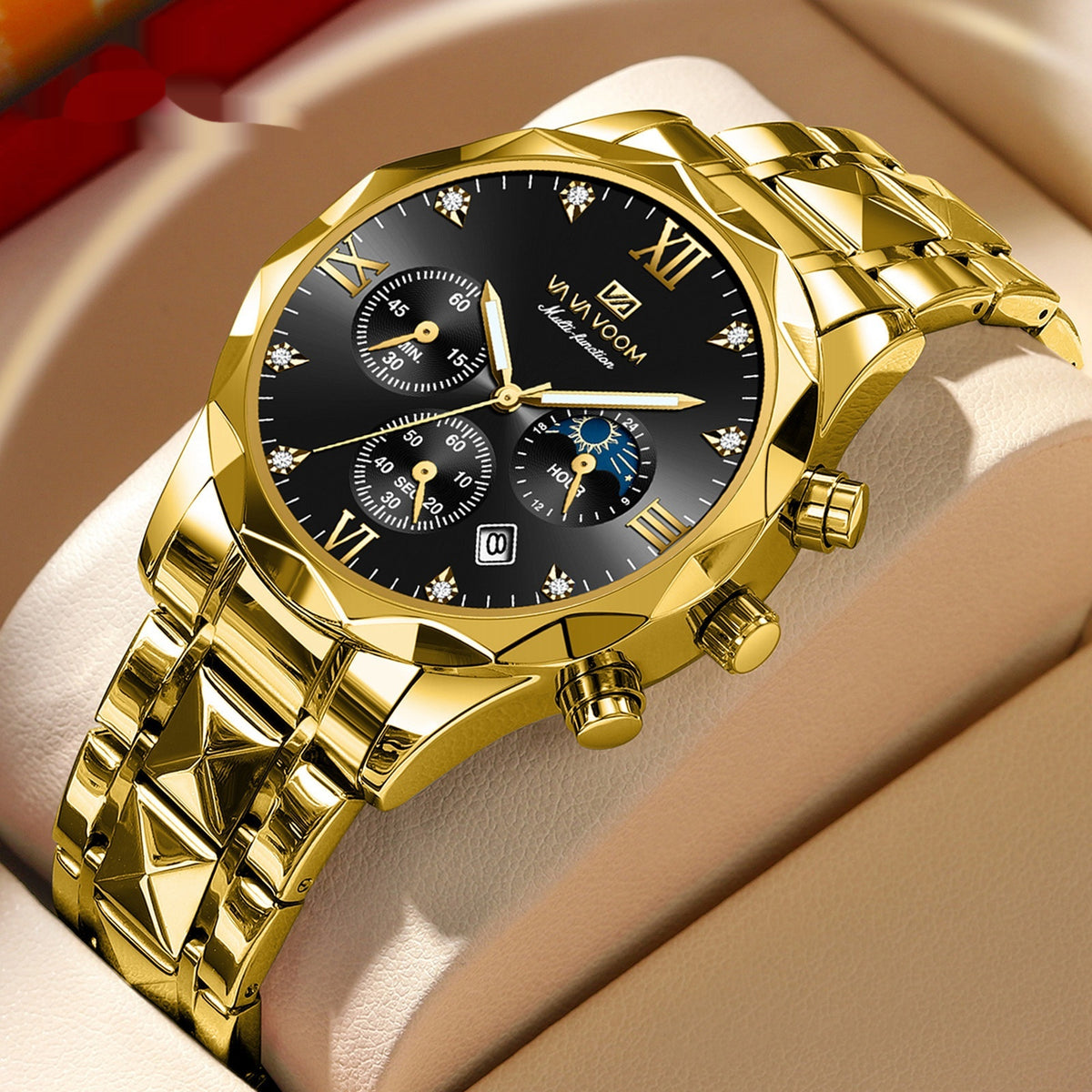 Orologio doppio calendario impermeabile in tungsteno