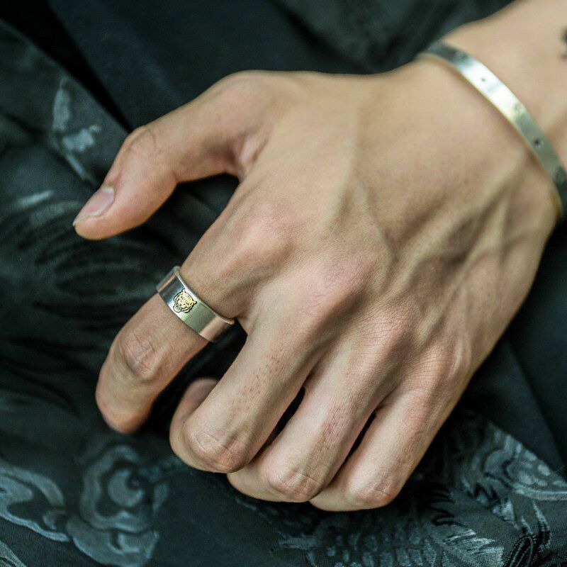 Anello tigre argento tibetano