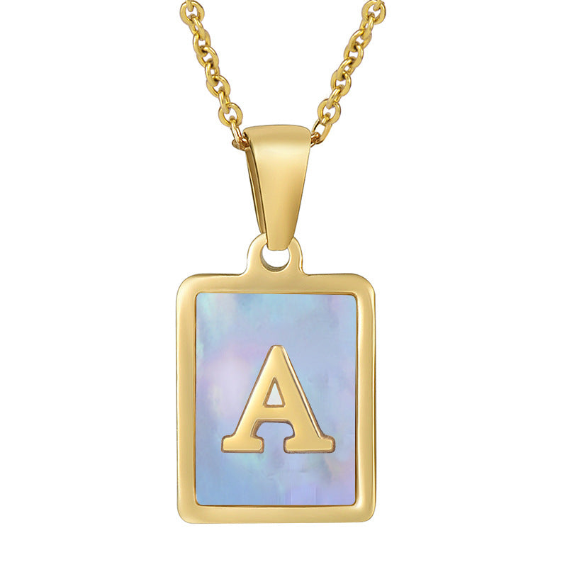 Collana titanio con lettera e conchiglia