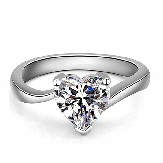 Anello zirconi cuore aperto