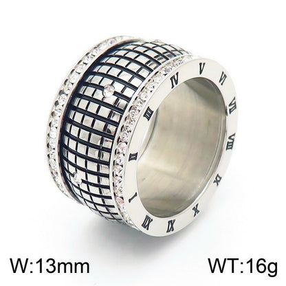 Anello Lettera Romana Strass
