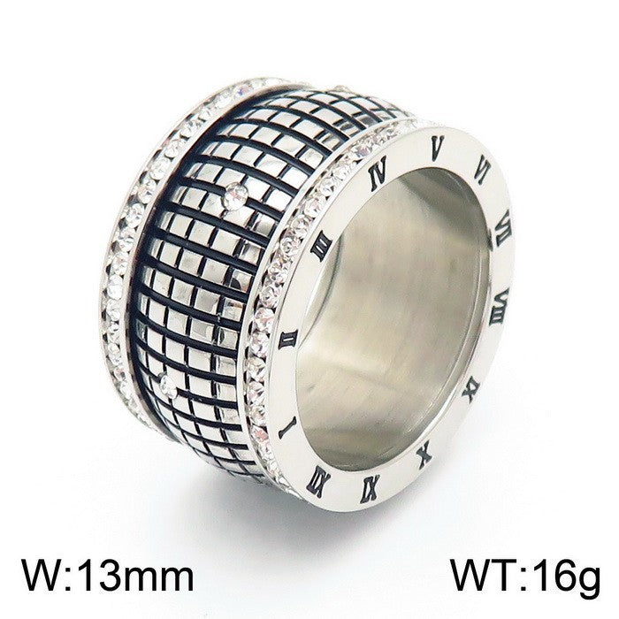 Anello Lettera Romana Strass