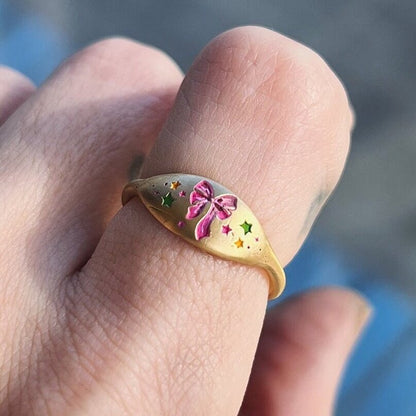 Anello fiocco dipinto a mano