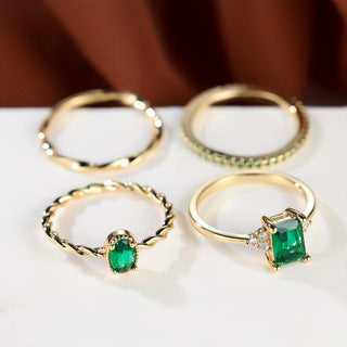 Set anelli diamanti a smeraldi