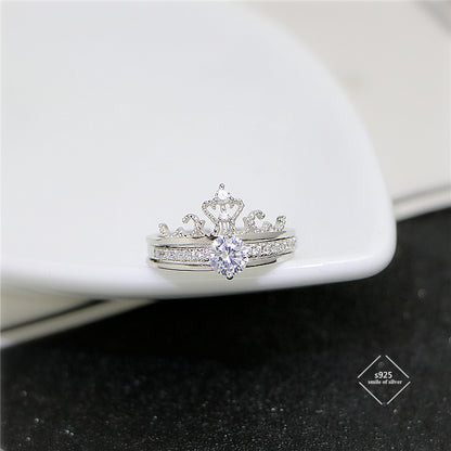 Anello corona argento doppio strato