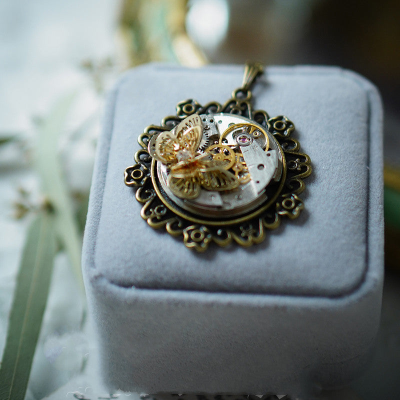 Collana ciondolo farfalla steampunk