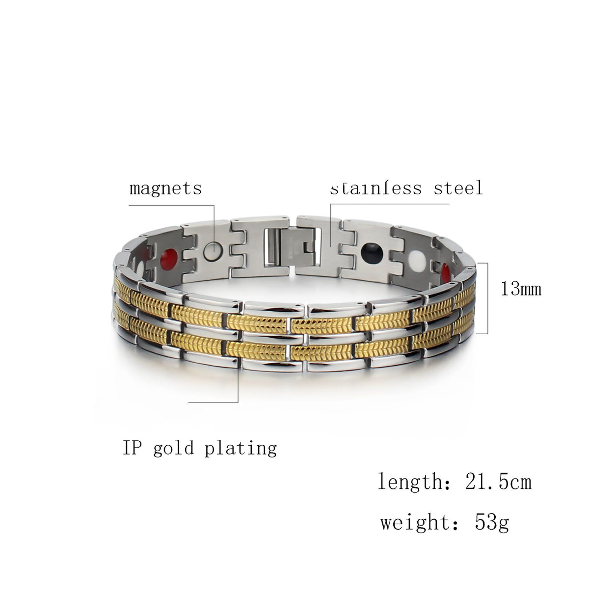 Braccialetto magnetico titanio oro