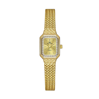 Orologio quadrato a mesh dorato